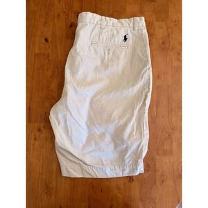 Polo Ralph Lauren Mens Chino Shorts Tan Khaki 100% Cotton Size 40 Flat Front